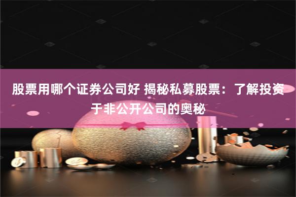 股票用哪个证券公司好 揭秘私募股票：了解投资于非公开公司的奥秘